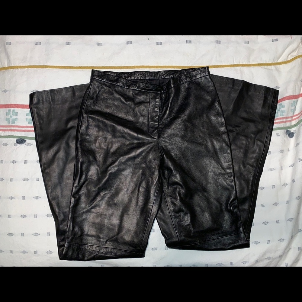 Michael Kors Black Leather High Waisted Pants